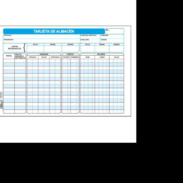 TARJETA DE ALMACEN 1050 PRINTAFORM 5X8 PAQ. C50H. C.24
